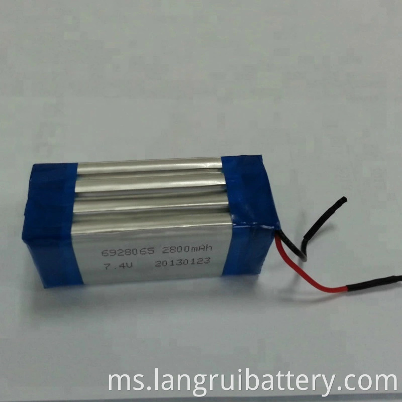 OEM boleh dicas semula Pek bateri Li-polimer 7.4V 1800mAh